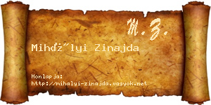 Mihályi Zinajda névjegykártya